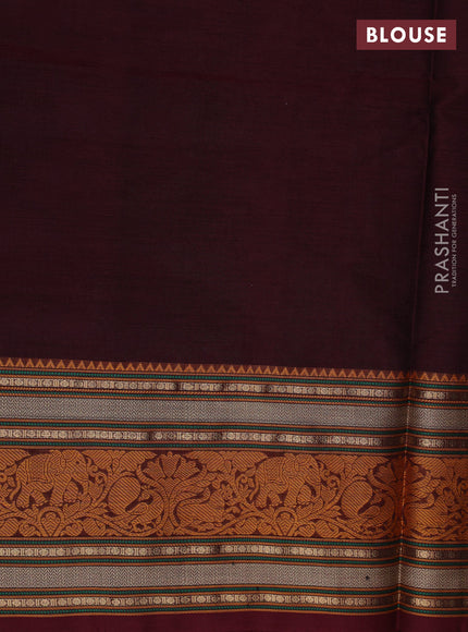 Kanchipuram silk cotton saree maroon with thread & zari woven buttas and long thread & zari woven border