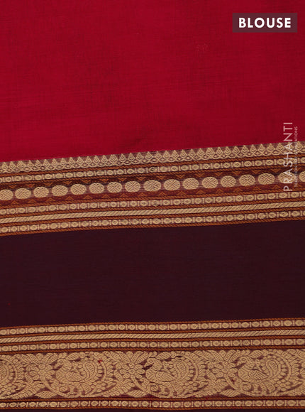 Kanchipuram silk cotton saree pink and maroon with zari woven buttas and long rettepet zari woven border