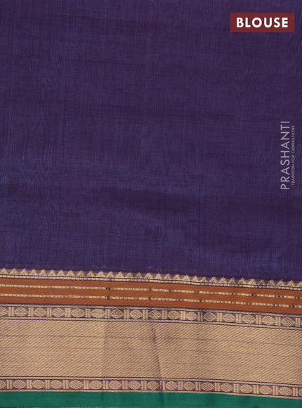 Kanchipuram silk cotton saree dual shade of violet and green with zari woven buttas and zari woven border