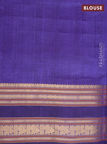 Kanchipuram silk cotton saree blue with zari woven buttas and rettapet zari woven border