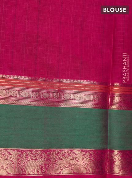 Kanchipuram silk cotton saree pink and green with allover lakshadeepam weaves and rettapet zari woven border