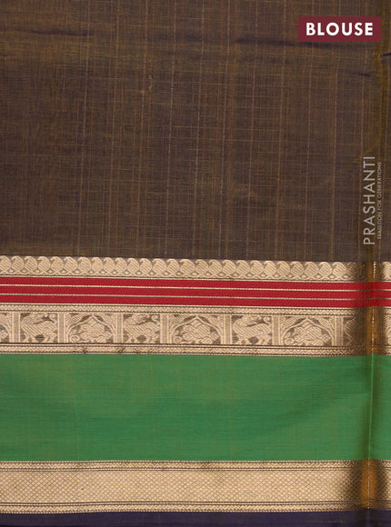 Kanchipuram silk cotton saree olive green and green with allover lakshadeepam weaves and rettapet zari woven border