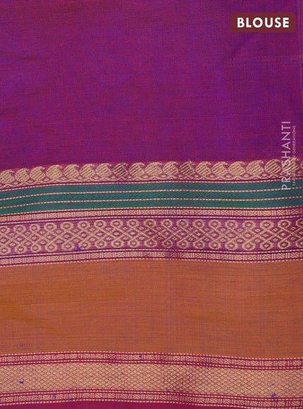 Kanchipuram silk cotton saree dual shade of purple with allover thread checks & rangoli buttas and rettapet zari woven border