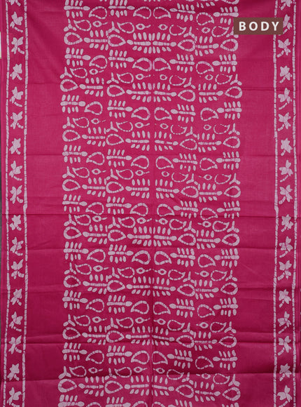 Batik cotton saree pink  with allover prints and batik printed border