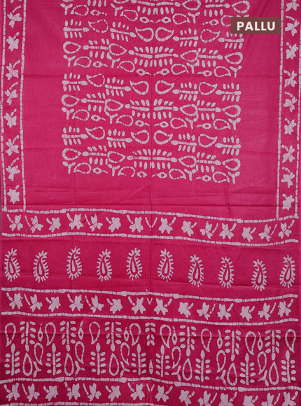 Batik cotton saree pink  with allover prints and batik printed border