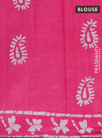Batik cotton saree pink  with allover prints and batik printed border