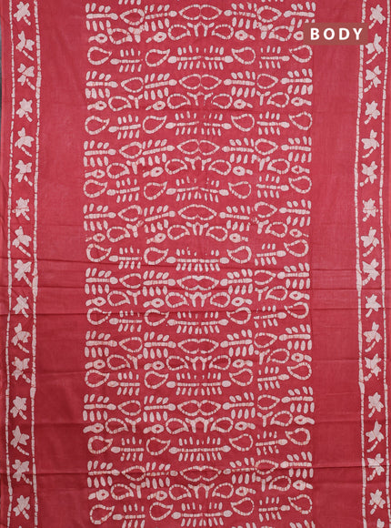 Batik cotton saree pastel maroon with allover prints and batik printed border