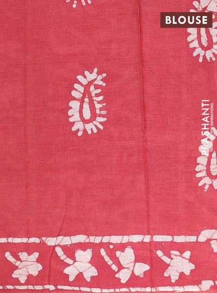 Batik cotton saree pastel maroon with allover prints and batik printed border
