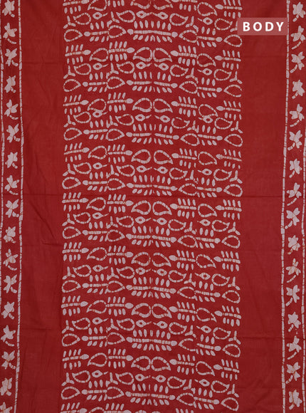 Batik cotton saree pastel maroon with allover prints and batik printed border