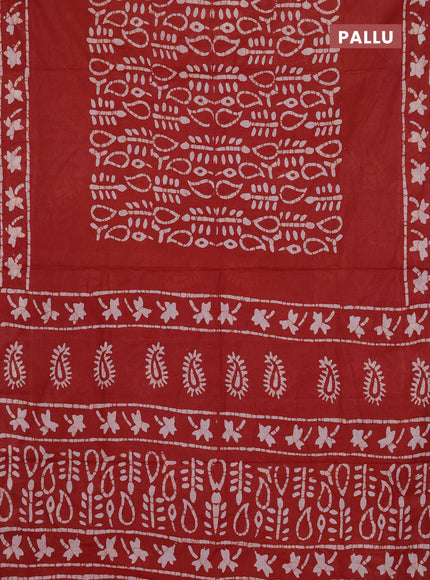 Batik cotton saree pastel maroon with allover prints and batik printed border