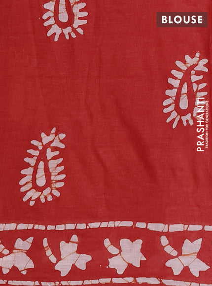 Batik cotton saree pastel maroon with allover prints and batik printed border