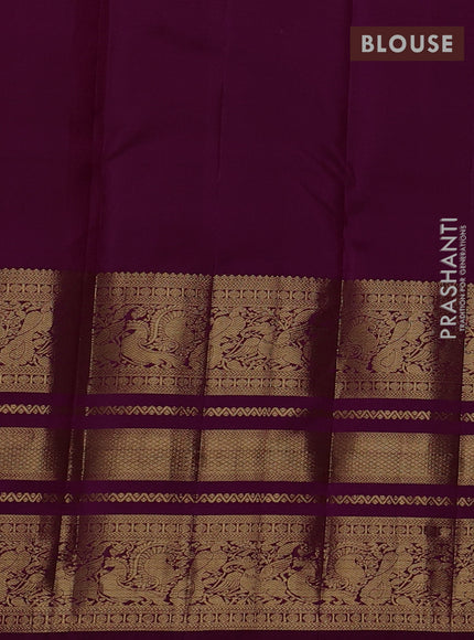 Pure kanchipuram silk saree purple with allover zari woven 1000 buttas and long zari woven peacock border
