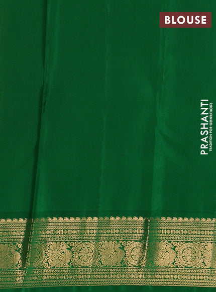 Pure kanchipuram silk saree yellow and green with annam & rudhraksha zari woven buttas and rich zari woven peacock border