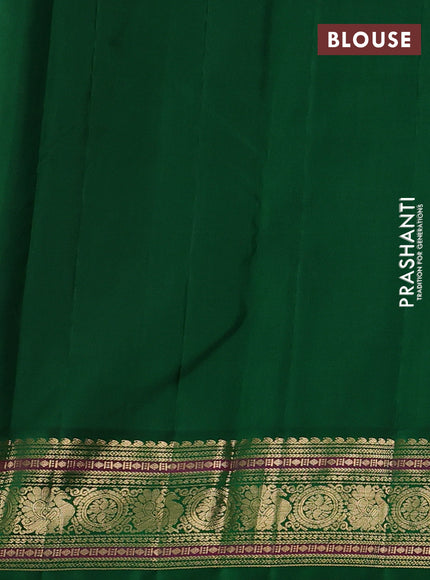 Pure kanchipuram silk saree red and green with annam & rudhraksha zari woven buttas and rich zari woven peacock border