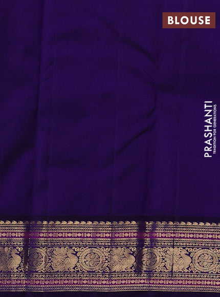 Pure kanchipuram silk saree peach orange and blue with annam & rudhraksha zari woven buttas and rich zari woven peacock border