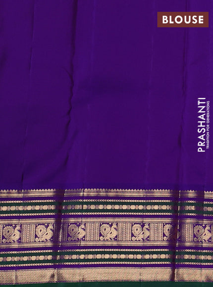 Pure kanchipuram silk saree light pink and violet with annam & rudhraksha zari woven buttas and zari woven peacock design border