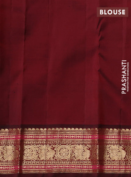 Pure kanchipuram silk saree pista green and deep maroon with annam zari woven buttas and zari woven korvai border