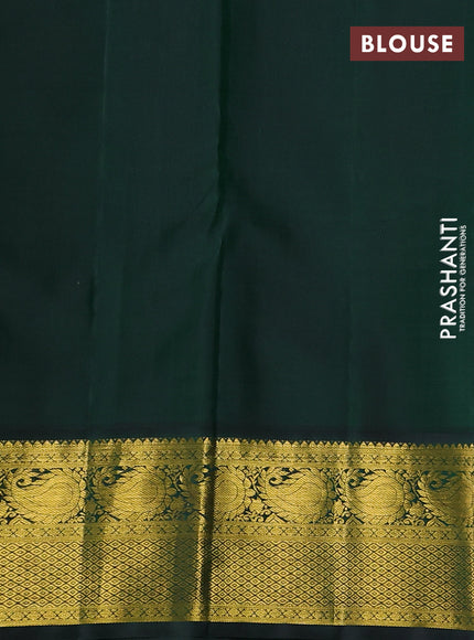 Pure kanchipuram silk saree pink and bottle green with zari woven buttas and zari woven korvai border