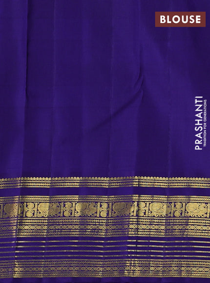 Pure kanchipuram silk saree multi colour and navy blue with allover paalum pazhamum checked pattern and zari woven korvai border