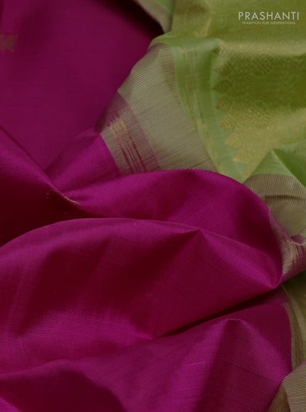 Pure kanchipuram silk saree pink and light green with zari woven buttas and zari woven korvai border