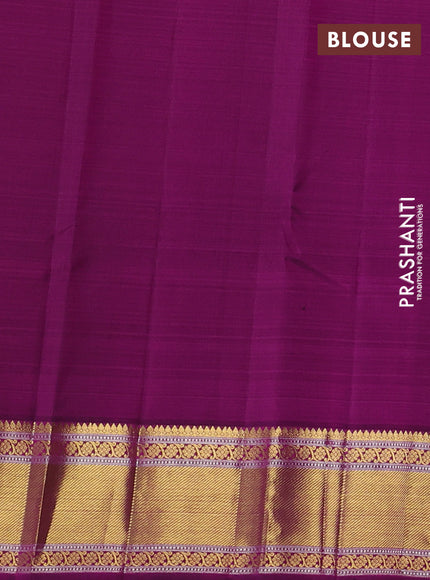 Pure kanchipuram silk saree pista green and pink with rudraksha zari woven buttas and zari woven korvai border