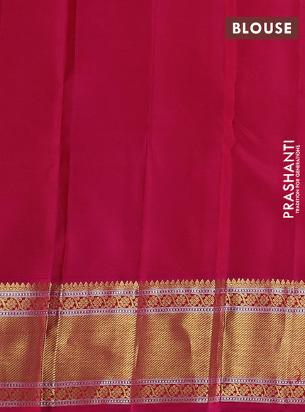 Pure kanchipuram silk saree beige and pink with rudraksha zari woven buttas and zari woven korvai border