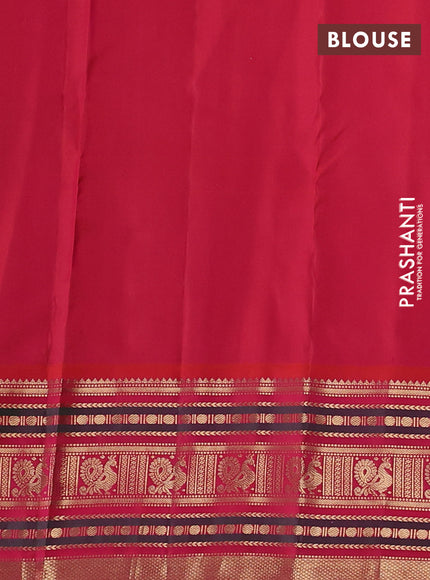 Pure kanchipuram silk saree teal blue and green with zari woven buttas and zari woven korvai border