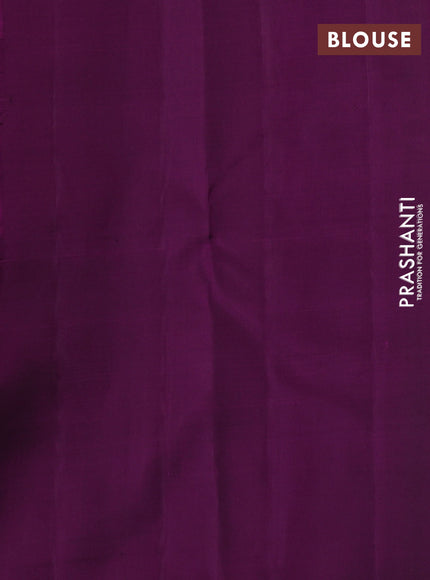 Pure kanchipuram silk saree deep magenta pink with allover zari woven buttas and temple zari woven border