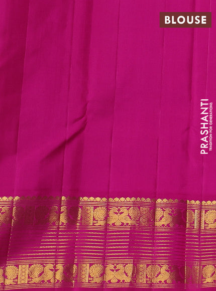 Pure kanchipuram silk saree royal blue and pink with plain body and zari woven korvai border