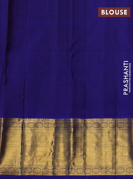 Pure kanchipuram silk saree red and royal blue with allover small zari checks & buttas and zari woven korvai border