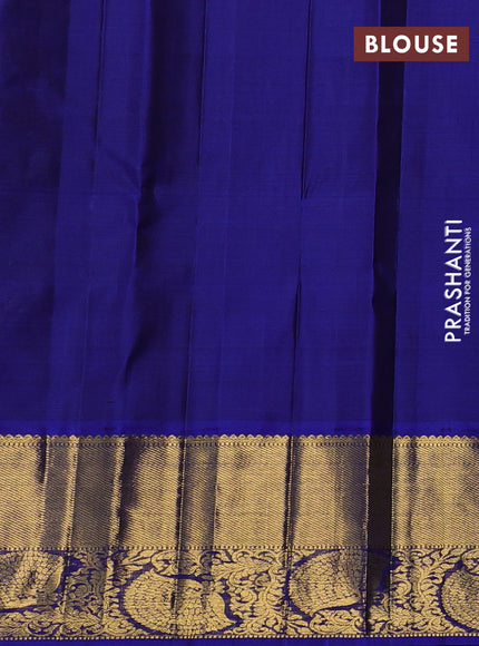 Pure kanchipuram silk saree lime green and royal blue with zari woven buttas and zari woven korvai border