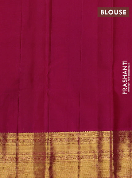 Pure kanchipuram silk saree green and pink with zari woven buttas and zari woven korvai border