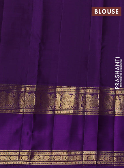 Pure kanchipuram silk saree dual shade teal green and purple with zari woven buttas and rettapet zari woven border