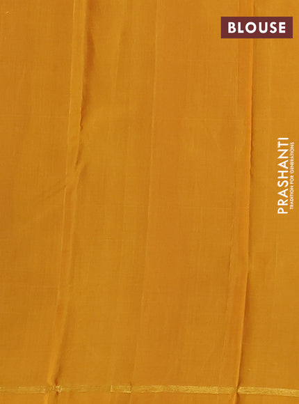 Pure kanchipuram silk saree maroon and yellow with allover zari woven buttas and small zari woven border