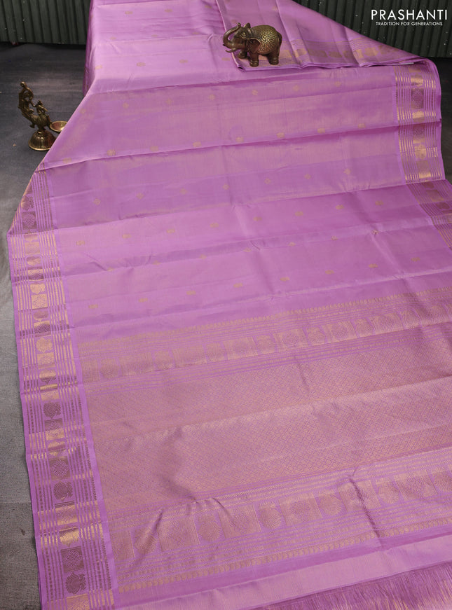 Pure kanchipuram silk saree lotus pink with allover zari vairaosi pattern and zari woven border