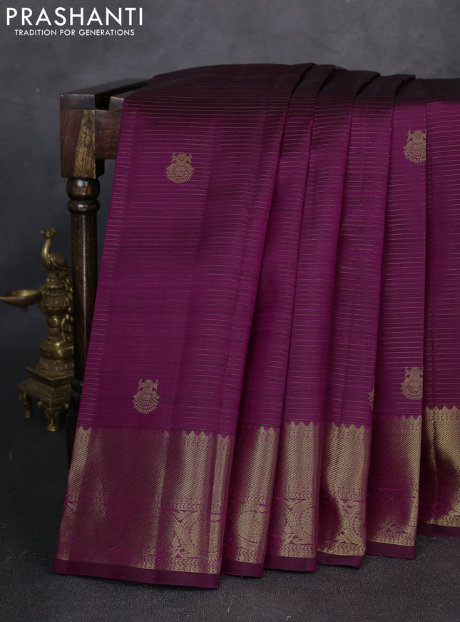 Pure kanchipuram silk saree magenta pink with allover zari weaves & buttas and zari woven border