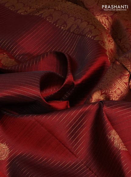 Pure kanchipuram silk saree deep maroon with allover zari weaves & buttas and zari woven border