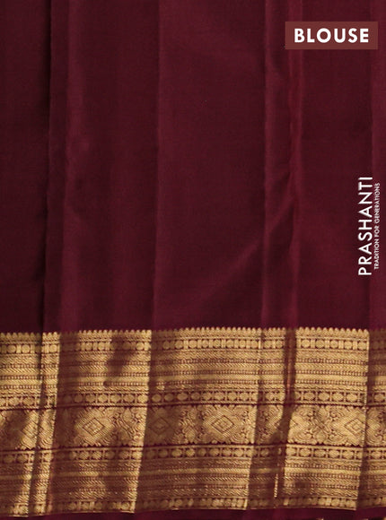 Pure kanchipuram silk saree deep wine shade with allover zari stripe pattern and zari woven border