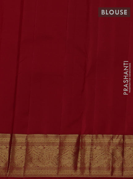 Pure kanchipuram silk saree red with allover zari stripe & buttas and zari woven border