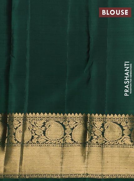 Pure kanchipuram silk saree rosy brown and green with allover zari stripe & buttas and zari woven border