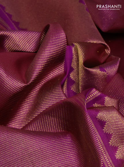Pure kanchipuram silk saree dark magenta with allover zari vairaosi pattern and zri woven border