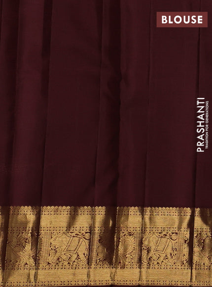 Pure kanchipuram silk saree deep maroon with allover silver & zari stripe pattern and zari woven border