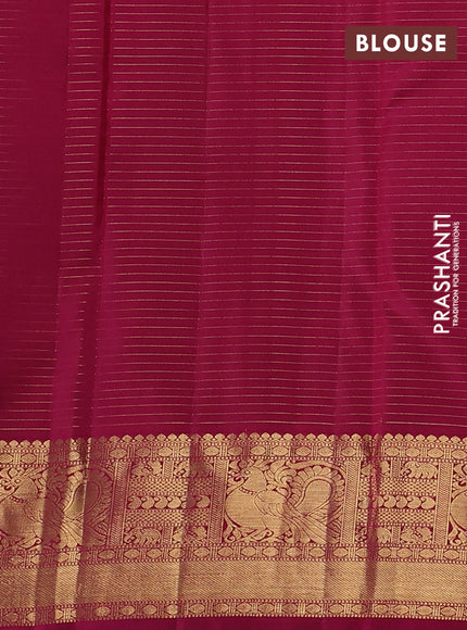 Pure kanchipuram silk saree wine shade with allover small zari checks & buttas and zari woven border