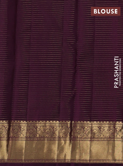 Pure kanchipuram silk saree deep purple with allover small zari checks & buttas and zari woven border