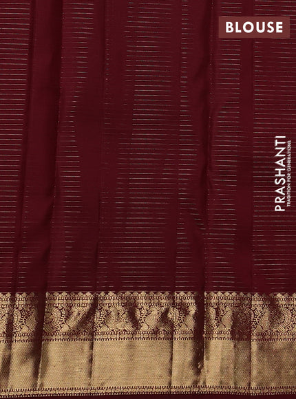 Pure kanchipuram silk saree deep wine with allover small zari checks & buttas and zari woven border