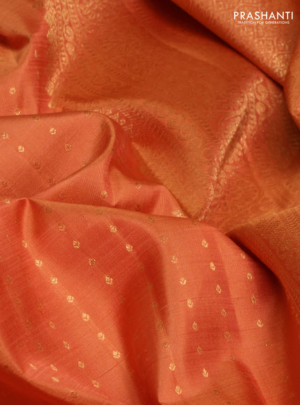 Pure kanchipuram silk saree dark mustard with allover zari woven 1000 buttas and long zari woven border