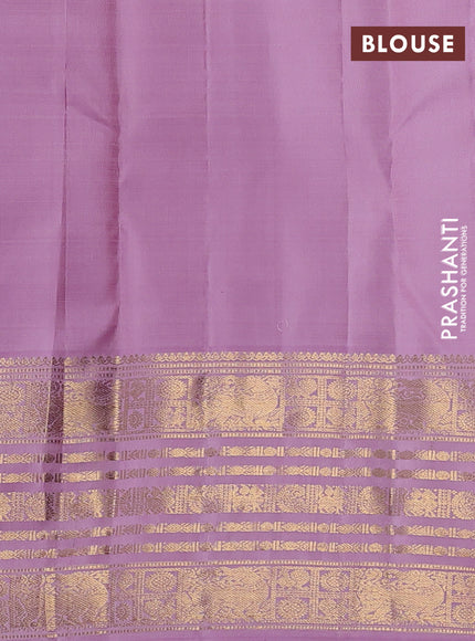 Pure kanchipuram silk saree pastel purple with allover zari stripe pattern and zari woven border