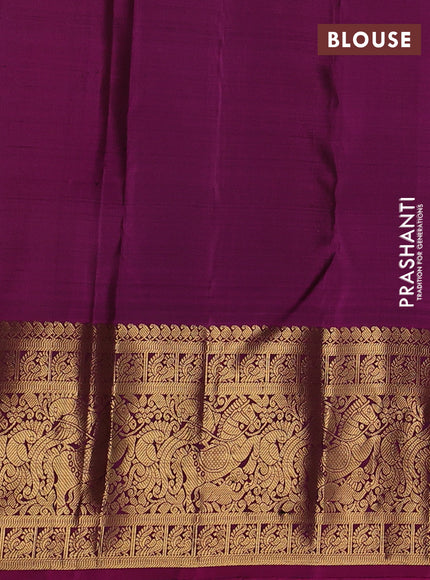 Pure kanchipuram silk saree rosy brown and pink with allover zari stripe & buttas and long zari woven border