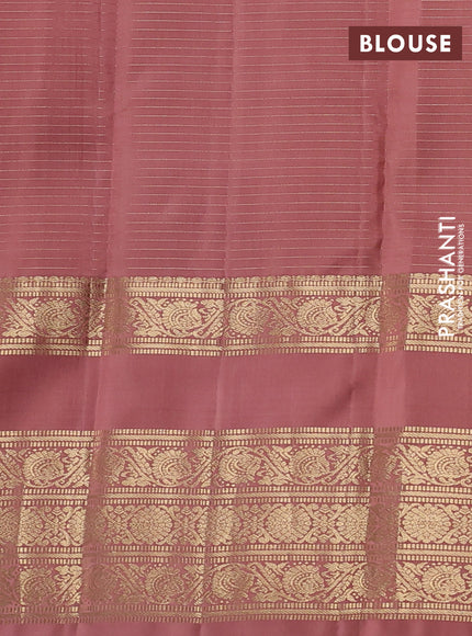 Pure kanchipuram silk saree mauve pink with allover small checks & buttas and long rettapet zari woven border