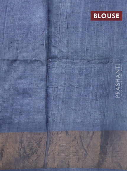 Pure tussar silk saree red shade and grey with allover butta prints and butta printed zari woven border